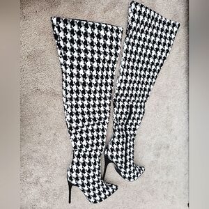 Tall houndstooth boots
